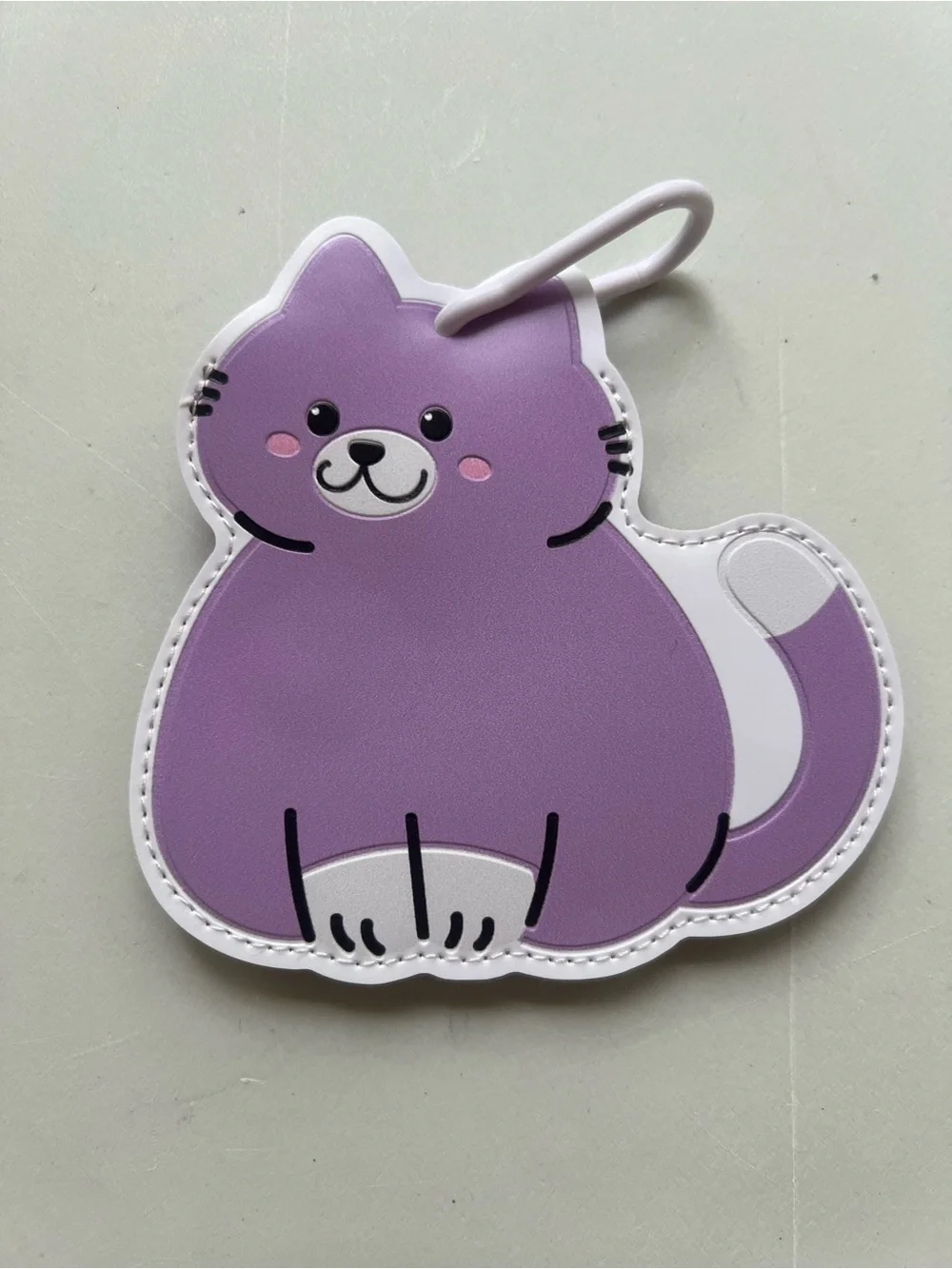 Kids Luggage Tags Set - Purple Cat & Pink Flower with AirTag Pocket